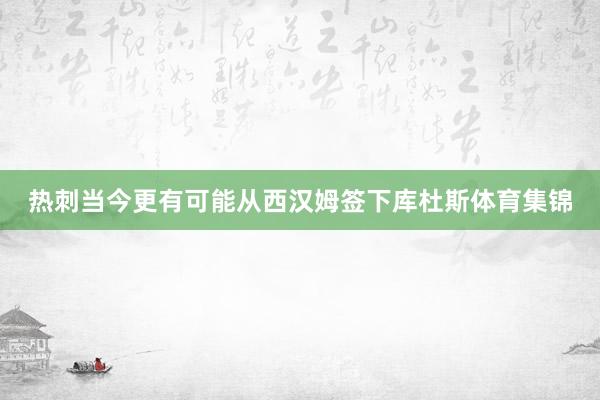 热刺当今更有可能从西汉姆签下库杜斯体育集锦