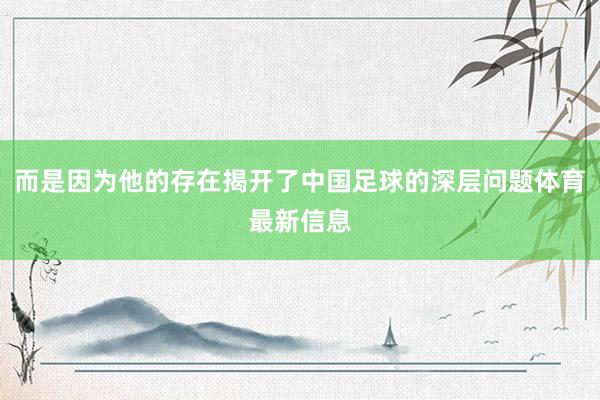 而是因为他的存在揭开了中国足球的深层问题体育最新信息