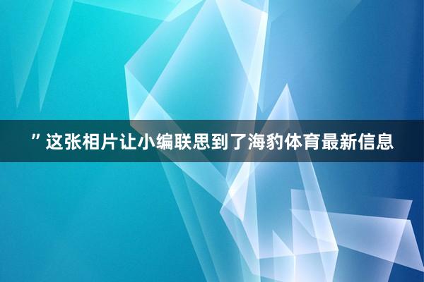 ”这张相片让小编联思到了海豹体育最新信息